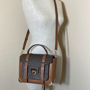 Michael Kors Manhattan brown top handle satchel crossbody bag